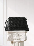 Luxury Handwoven Lambskin Crossbody Bag, Soft Leather Hobo Bag, Designer Craftsmanship Woven Flap Tote for Women