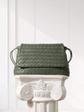 Luxury Handwoven Lambskin Crossbody Bag, Soft Leather Hobo Bag, Designer Craftsmanship Woven Flap Tote for Women