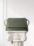 Luxury Handwoven Lambskin Crossbody Bag, Soft Leather Hobo Bag, Designer Craftsmanship Woven Flap Tote for Women