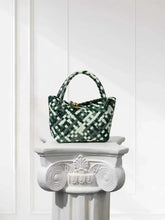 Luxury Handwoven Lambskin Leather Shoulder Bucket Bag with Sculptural Gold Sphere Closure and Double Handle Design – Spacious & Versatile Carryall