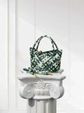Luxury Handwoven Lambskin Leather Shoulder Bucket Bag with Sculptural Gold Sphere Closure and Double Handle Design – Spacious & Versatile Carryall