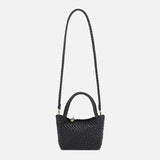 Luxury Handwoven Lambskin Leather Shoulder Bucket Bag with Sculptural Gold Sphere Closure and Double Handle Design – Spacious & Versatile Carryall