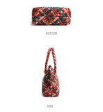 Luxury Handwoven Lambskin Leather Shoulder Bucket Bag with Sculptural Gold Sphere Closure and Double Handle Design – Spacious & Versatile Carryall