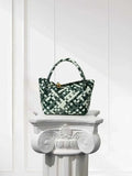 Luxury Handwoven Lambskin Leather Shoulder Bucket Bag with Sculptural Gold Sphere Closure and Double Handle Design – Spacious & Versatile Carryall