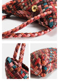 Luxury Handwoven Lambskin Leather Shoulder Bucket Bag with Sculptural Gold Sphere Closure and Double Handle Design – Spacious & Versatile Carryall