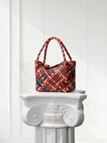 Luxury Handwoven Lambskin Leather Shoulder Bucket Bag with Sculptural Gold Sphere Closure and Double Handle Design – Spacious & Versatile Carryall