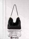 Luxury Lambskin Woven Leather Hobo Bag | Handcrafted Lightweight Soft Braided Shoulder Purse with Gold Hardware