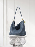 Luxury Lambskin Woven Leather Hobo Bag | Handcrafted Lightweight Soft Braided Shoulder Purse with Gold Hardware