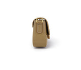 Luxury Leather Crossbody Box Bag with Elegant Circular Emblem, Fashion Leather Shoulder Bag
