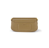 Luxury Leather Crossbody Box Bag with Elegant Circular Emblem, Fashion Leather Shoulder Bag