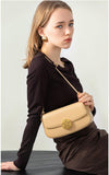Luxury Leather Crossbody Box Bag with Elegant Circular Emblem, Fashion Leather Shoulder Bag