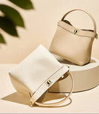 Luxury Pebble Leather Handbags | Genuine Cowhide Small Shoulder Bucket Bag | Crossbody & Top Handle Purse for Women