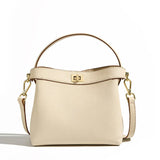 Luxury Pebble Leather Handbags | Genuine Cowhide Small Shoulder Bucket Bag | Crossbody & Top Handle Purse for Women