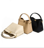 Luxury Pebble Leather Handbags | Genuine Cowhide Small Shoulder Bucket Bag | Crossbody & Top Handle Purse for Women