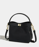 Luxury Pebble Leather Handbags | Genuine Cowhide Small Shoulder Bucket Bag | Crossbody & Top Handle Purse for Women