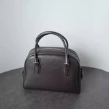 Luxury Pebbled Cowhide Leather Bowling Bag with Lock | Women’s Commuter Tote, Shoulder & Crossbody Handbag