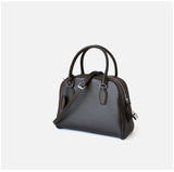 Luxury Pebbled Cowhide Leather Bowling Bag with Lock | Women’s Commuter Tote, Shoulder & Crossbody Handbag