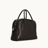 Luxury Pebbled Cowhide Leather Bowling Bag with Lock | Women’s Commuter Tote, Shoulder & Crossbody Handbag