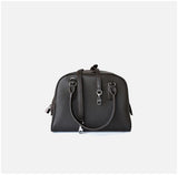 Luxury Pebbled Cowhide Leather Bowling Bag with Lock | Women’s Commuter Tote, Shoulder & Crossbody Handbag