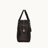 Luxury Pebbled Cowhide Leather Bowling Bag with Lock | Women’s Commuter Tote, Shoulder & Crossbody Handbag