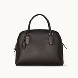 Luxury Pebbled Cowhide Leather Bowling Bag with Lock | Women’s Commuter Tote, Shoulder & Crossbody Handbag
