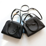 Luxury Pebbled Cowhide Leather Bowling Bag with Lock | Women’s Commuter Tote, Shoulder & Crossbody Handbag