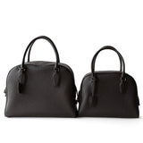 Luxury Pebbled Cowhide Leather Bowling Bag with Lock | Women’s Commuter Tote, Shoulder & Crossbody Handbag