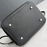 Luxury Pebbled Cowhide Leather Bucket Bag, Designer Crossbody with Twist Lock