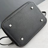 Luxury Pebbled Cowhide Leather Bucket Bag, Designer Crossbody with Twist Lock