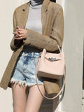 Luxury Pebbled Cowhide Leather Bucket Bag, Designer Crossbody with Twist Lock