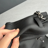Luxury Pebbled Cowhide Leather Bucket Bag, Designer Crossbody with Twist Lock