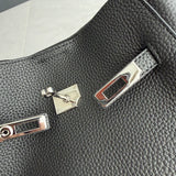 Luxury Pebbled Cowhide Leather Bucket Bag, Designer Crossbody with Twist Lock