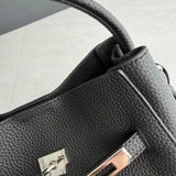 Luxury Pebbled Cowhide Leather Bucket Bag, Designer Crossbody with Twist Lock