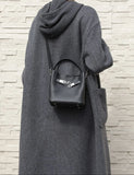 Luxury Pebbled Cowhide Leather Bucket Bag, Designer Crossbody with Twist Lock
