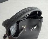 Luxury Pebbled Cowhide Leather Bucket Bag, Designer Crossbody with Twist Lock