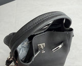 Luxury Pebbled Cowhide Leather Bucket Bag, Designer Crossbody with Twist Lock