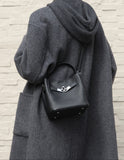 Luxury Pebbled Cowhide Leather Bucket Bag, Designer Crossbody with Twist Lock