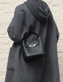 Luxury Pebbled Cowhide Leather Bucket Bag, Designer Crossbody with Twist Lock