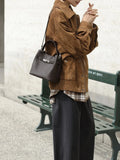 Luxury Pebbled Cowhide Leather Bucket Bag, Designer Crossbody with Twist Lock
