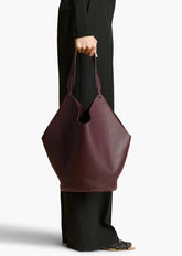 Luxury Pebbled Grain Leather Bucket Bag, Large Minimalist Cowhide Leather Tote Bag