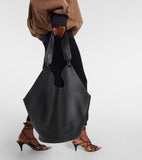 Luxury Pebbled Grain Leather Bucket Bag, Large Minimalist Cowhide Leather Tote Bag