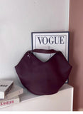 Luxury Pebbled Grain Leather Bucket Bag, Large Minimalist Cowhide Leather Tote Bag