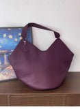 Luxury Pebbled Grain Leather Bucket Bag, Large Minimalist Cowhide Leather Tote Bag