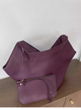 Luxury Pebbled Grain Leather Bucket Bag, Large Minimalist Cowhide Leather Tote Bag