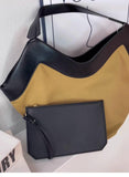 Luxury Pebbled Grain Leather Bucket Bag, Large Minimalist Cowhide Leather Tote Bag