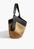 Luxury Pebbled Grain Leather Bucket Bag, Large Minimalist Cowhide Leather Tote Bag