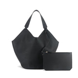 Luxury Pebbled Grain Leather Bucket Bag, Large Minimalist Cowhide Leather Tote Bag