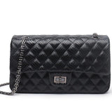 Luxury Quilted Genuine Leather Chain Shoulder Bag – Classic Small Flap Bag with Snake Pattern, Elegant Crossbody & Handbag