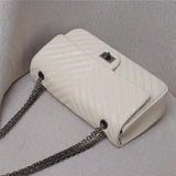 Luxury Quilted Genuine Leather Chain Shoulder Bag – Classic Small Flap Bag with Snake Pattern, Elegant Crossbody & Handbag