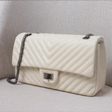 Luxury Quilted Genuine Leather Chain Shoulder Bag – Classic Small Flap Bag with Snake Pattern, Elegant Crossbody & Handbag